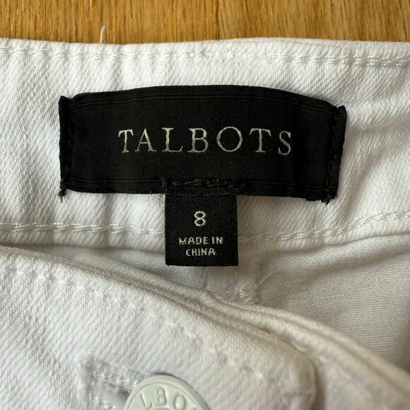 Talbots White Straight Leg Cropped Denim Pants Size 8 Casual Mature Coastal - Picture 2 of 8
